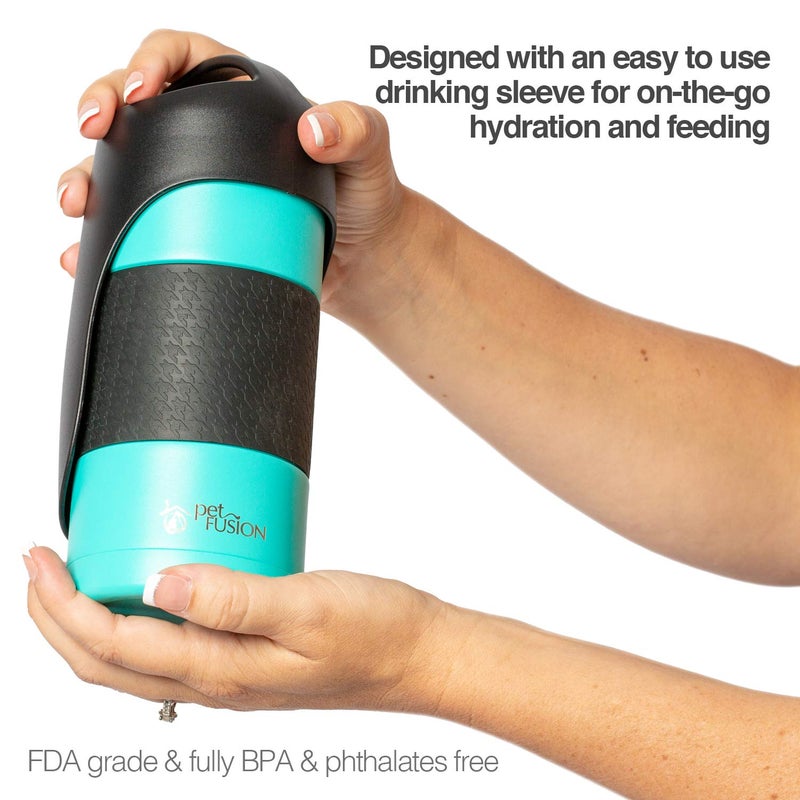 PetFusion Portable Dog Water Bottle & Dispenser (New-Large 22oz Dispenser) Insulated 2 Wall Stainless Steel- Optimal Cool Water Temp - Dog Travel Bottle - Image 3